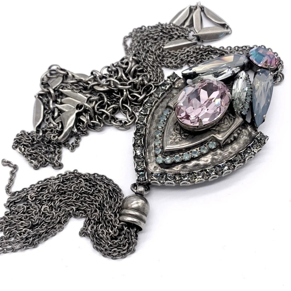 Sorrelli Crystal Tassel Pendant Silver Necklace